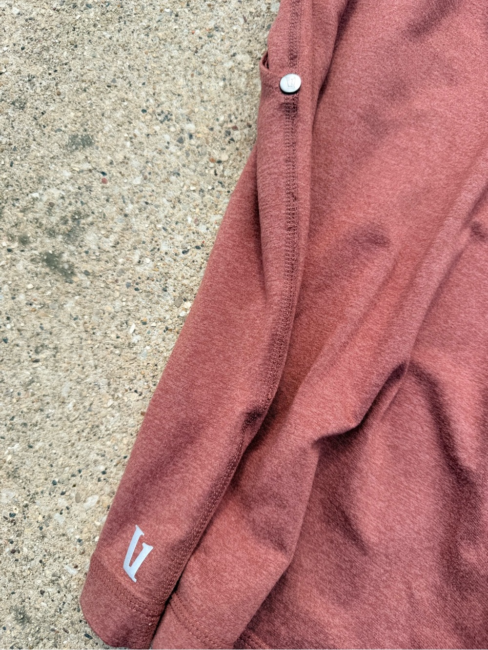 Vuori Men's Athletic Shorts in Rust Brown with Gray Drawstring - Picture 3 of 6
